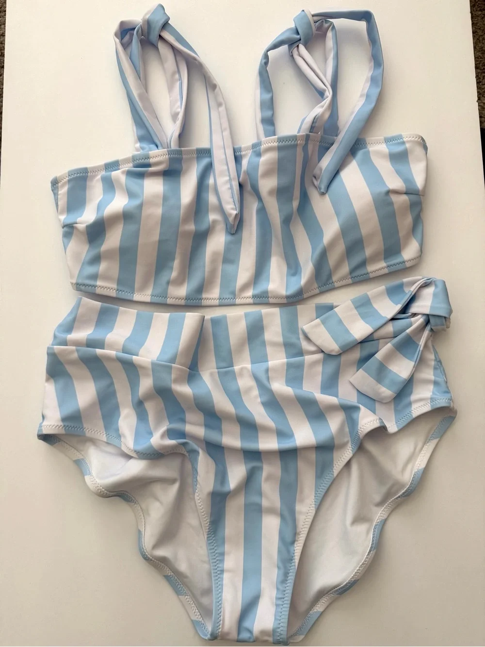 NEW Blooming Jelly Blue and White Striped Two-Piece Swimsuit